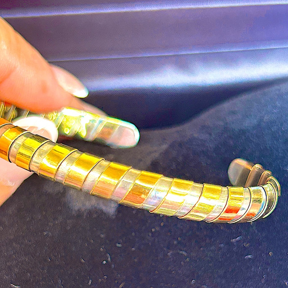 CARTIER VINTAGE & VERY RARE TUBOGAS 18K YELLOW GOLD & Sterling Cuff.  30 Grams - Picture 6 of 12